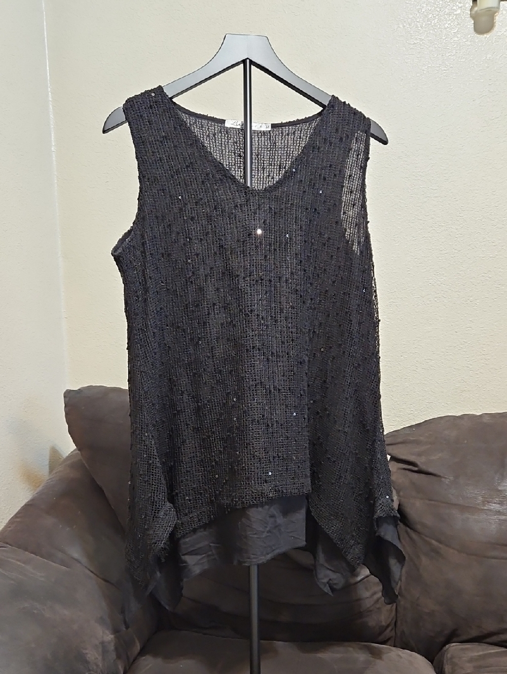 Lulu-B Black Sequin Overlay Tank